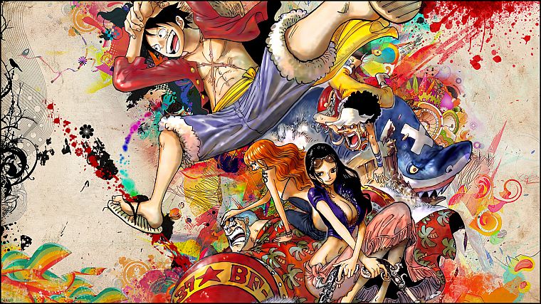 One Piece ( аниме ), Нико Робин, Фрэнки ( One Piece ), Strawhat пираты, Нами ( One Piece ), Usopp - обои на рабочий стол