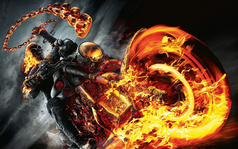 черепа, кино, огонь, Ghost Rider, легенда, скелеты, мотоциклы, сжигать - обои на рабочий стол