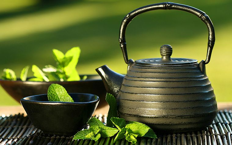 чай, мята, чайники, травы - обои на рабочий стол