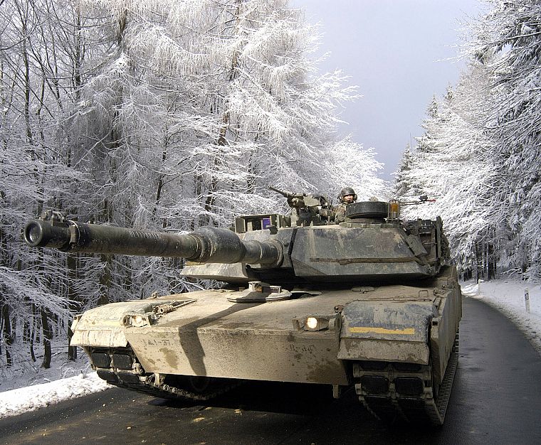 зима, снег, деревья, военный, сезоны, танки, M1A1 Abrams MBT - обои на рабочий стол