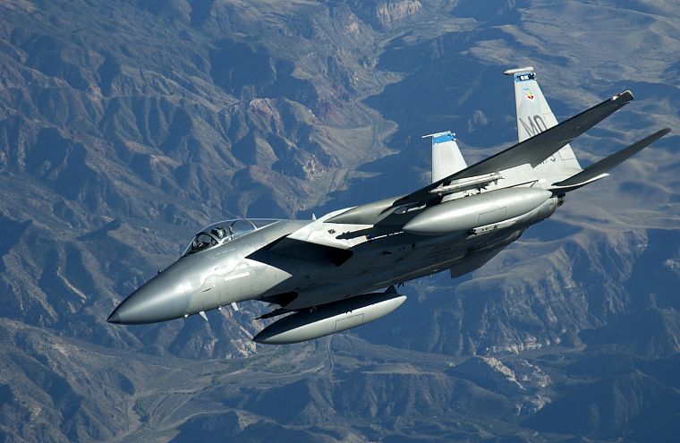 горы, самолеты, F-15 Eagle - обои на рабочий стол