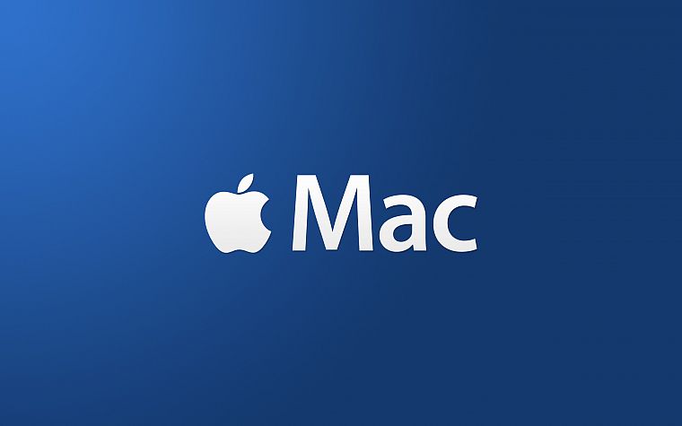 Эппл (Apple), макинтош, синий фон - обои на рабочий стол