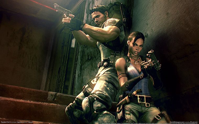 видеоигры, лестницы, пистолеты, Шева Аломар, Resident Evil 5 - обои на рабочий стол