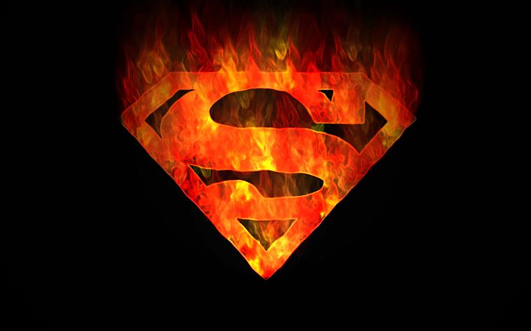 DC Comics, супермен, огонь, Superman Logo, темный фон - обои на рабочий стол