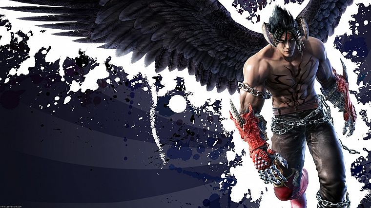 крылья, Tekken, бои, рожки, граффити, дьявол Джин - обои на рабочий стол