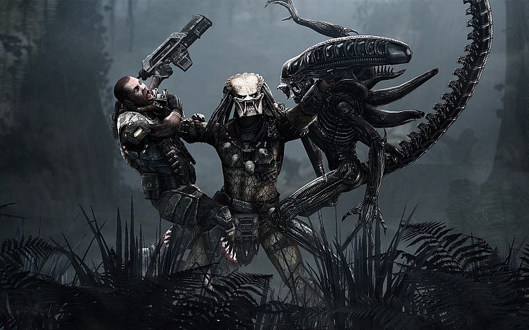 видеоигры, хищник, США морской пехоты, Aliens Vs Predator фильма, сражения, Чужой - обои на рабочий стол