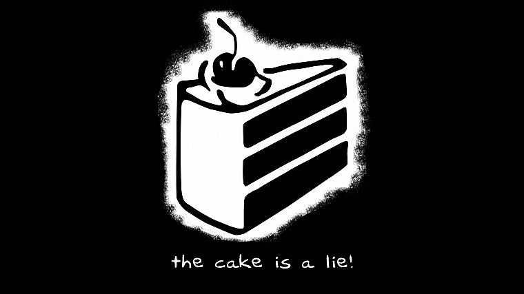 Портал, торт это ложь, темный фон - обои на рабочий стол