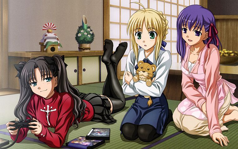 Fate/Stay Night (Судьба), Тосака Рин, Type-Moon, Сабля, Мато Сакура, аниме девушки, Fate series (Судьба) - обои на рабочий стол