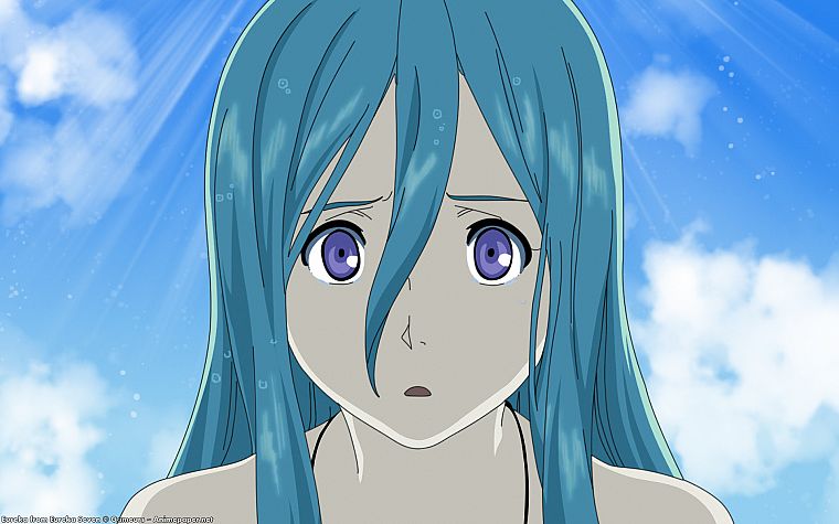Eureka Seven, слезы, Эврика ( символ), синие волосы, аниме, аниме девушки - обои на рабочий стол