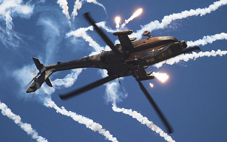 вертолеты, транспортные средства, вспышки, AH-64 Apache - обои на рабочий стол