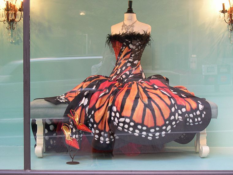 платье, мода, бабочки - обои на рабочий стол