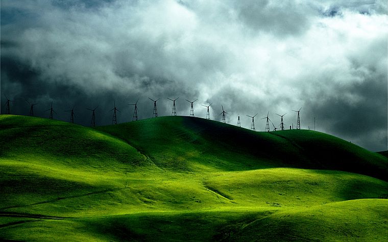зеленый, природа, трава, поля, холмы, Индия, небо, Kerela - обои на рабочий стол