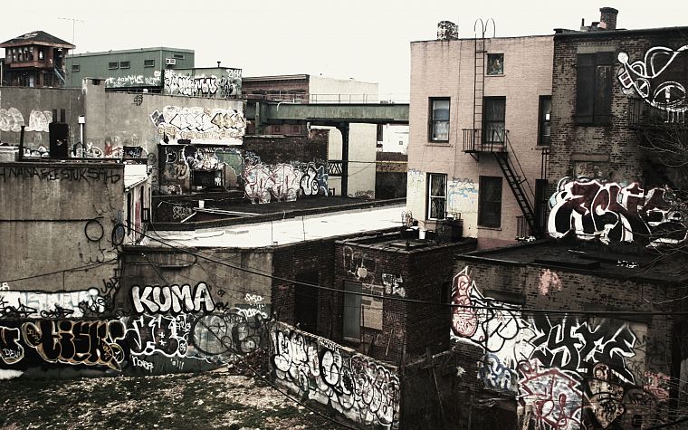 улицы, граффити, монохромный - обои на рабочий стол