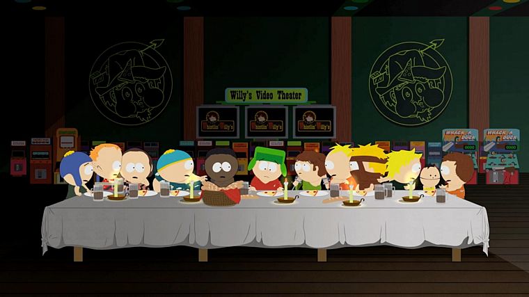 South Park, Тайная вечеря, Эрик Картман, Кайл Брофловски, Айк Брофловски, Баттерс Stotch - обои на рабочий стол