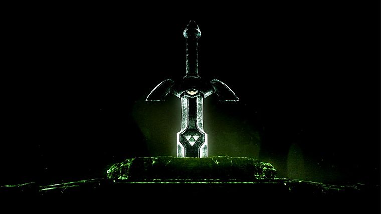 зеленый, Легенда о Zelda, мечи - обои на рабочий стол