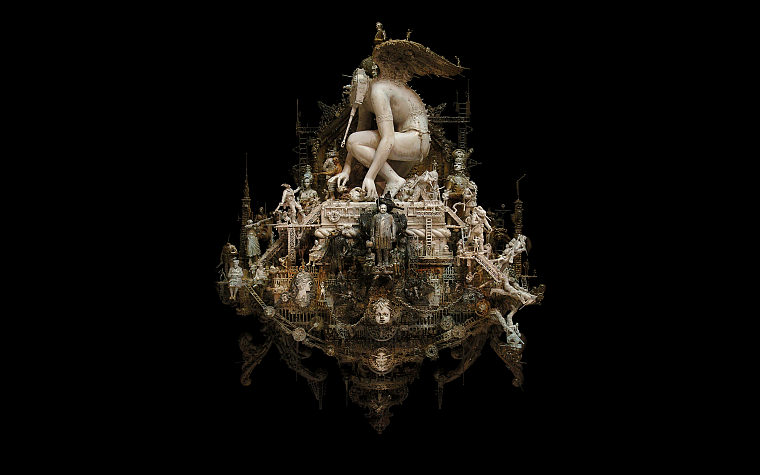 скульптуры, Крис Кукси, мифология, боги, темный фон - обои на рабочий стол