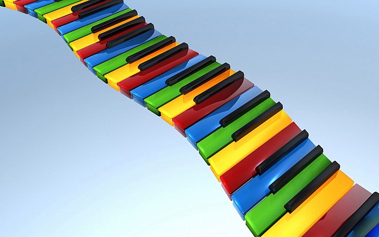 зеленый, синий, музыка, красный цвет, пианино, многоцветный, желтый цвет, праздники - обои на рабочий стол