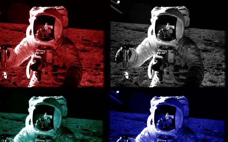 астронавты, лунная походка - обои на рабочий стол