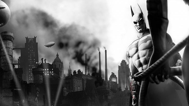 Бэтмен, видеоигры, монохромный, Arkham City, Batman Arkham City - обои на рабочий стол