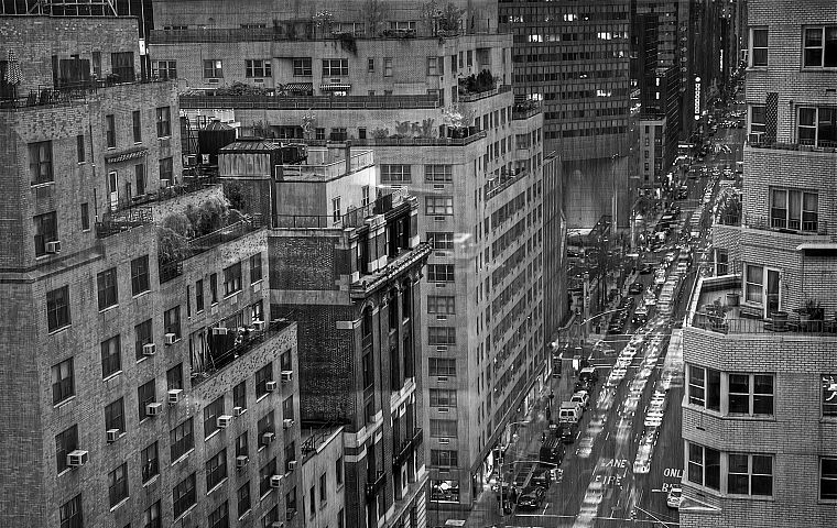 города, Нью-Йорк, оттенки серого, монохромный, Йорк - обои на рабочий стол