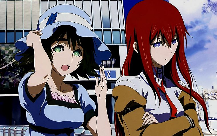 рыжеволосые, аниме, Штейнс ; ворота, Shiina Mayuri, Makise Kurisu, аниме девушки - обои на рабочий стол