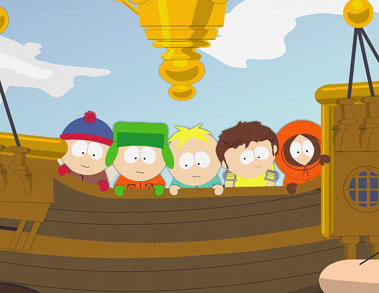 South Park, лодки, Стэн Марш, Кенни Маккормик, Кайл Брофловски, Баттерс Stotch - обои на рабочий стол