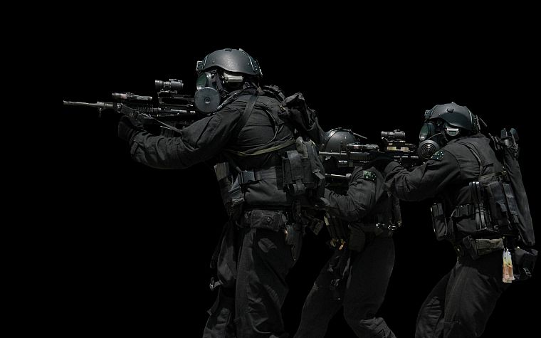 винтовки, солдаты, черный цвет, пистолеты, шестерня, шлем, SWAT, противогазы, Commando, австралийский военный - обои на рабочий стол