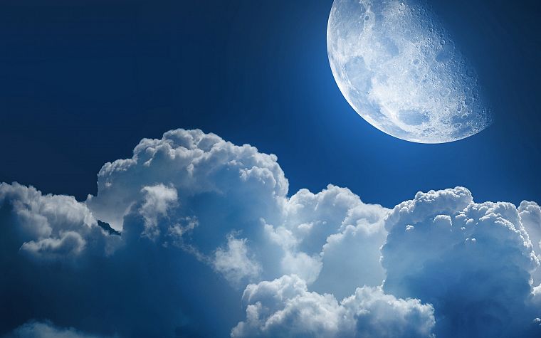 облака, Луна, небо - обои на рабочий стол