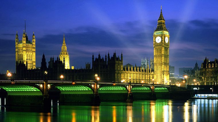 ночь, Англия, Лондон, Биг-Бен, Вестминстерский дворец - обои на рабочий стол