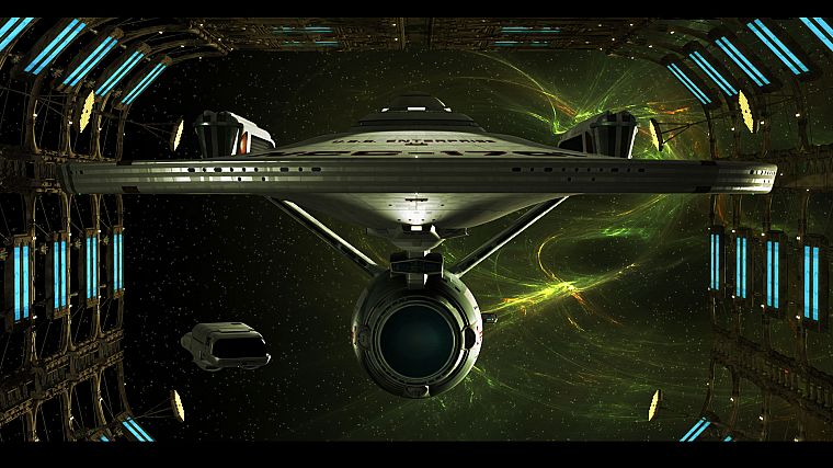 космическое пространство, док, звездный путь, туманности, USS Enterprise - обои на рабочий стол