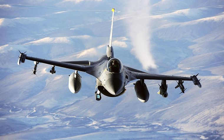 самолет, F- 16 Fighting Falcon, инверсионных - обои на рабочий стол