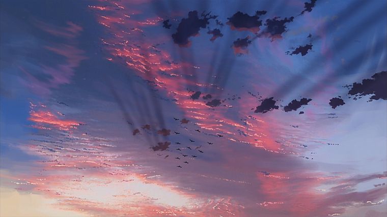 облака, Макото Синкай, произведение искусства, Место Обещали в наших ранних дней, небо - обои на рабочий стол