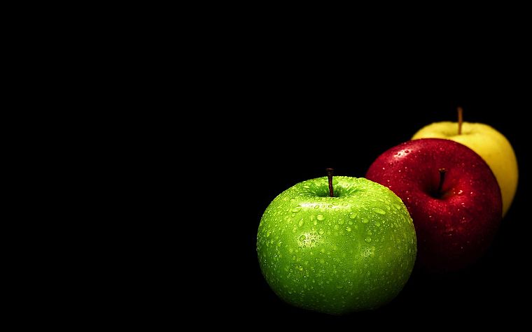 фрукты, еда, яблоки, темный фон - обои на рабочий стол