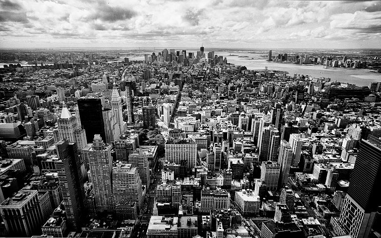 города, оттенки серого, небоскребы - обои на рабочий стол
