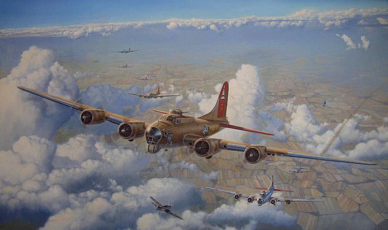 самолет, бомбардировщик, Вторая мировая война, произведение искусства, транспортные средства - обои на рабочий стол