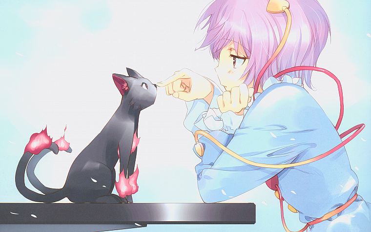 Тохо, кошки, розовые волосы, Kaenbyou Rin, Komeiji Сатори, аниме девушки - обои на рабочий стол