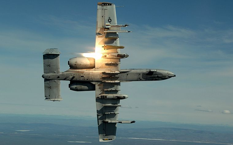 самолет, военный, самолеты, вспышки, А-10 Thunderbolt II - обои на рабочий стол