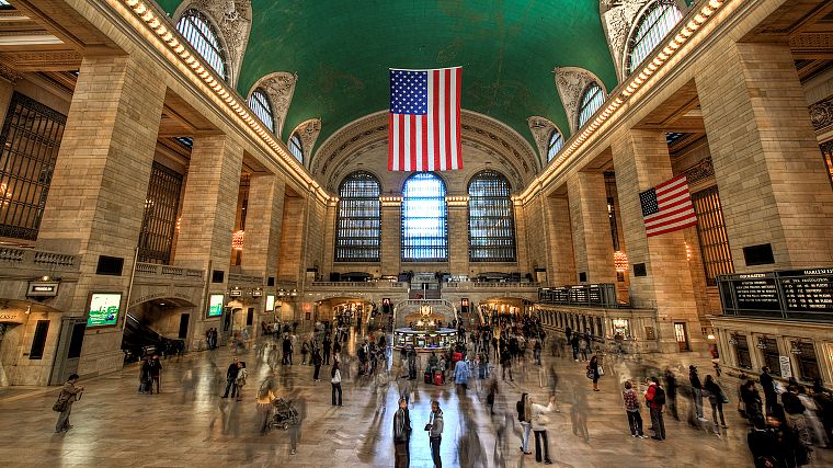 Нью-Йорк, длительной экспозиции, Центральный вокзал - обои на рабочий стол