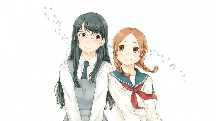 Акира, школьная форма, очки, Aoi Hana, meganekko, аниме девушки - обои на рабочий стол