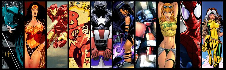 Бэтмен, Оптимус Прайм, Железный Человек, DC Comics, Человек-паук, Капитан Америка, Харли Квинн, Псайлок, Разбойник, Марвел комиксы, Gen13, Кейтлин Fairchild, Wonder Woman - обои на рабочий стол