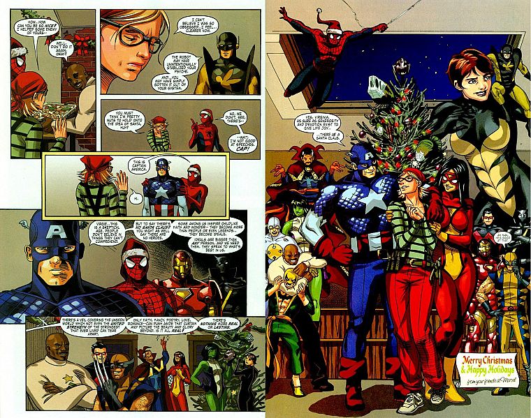 Человек-паук, Капитан Америка, рождество, Марвел комиксы - обои на рабочий стол