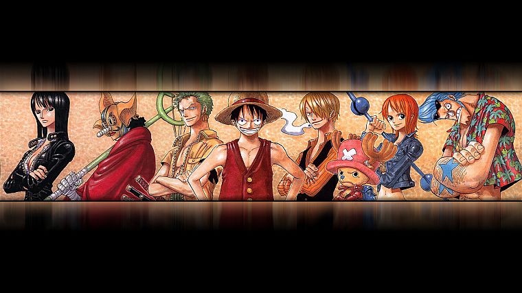 One Piece ( аниме ), Нико Робин, Roronoa Зоро, Фрэнки ( One Piece ), Тони Тони Чоппер, Обезьяна D Луффи, Нами ( One Piece ), Usopp, Санджи ( One Piece ) - обои на рабочий стол