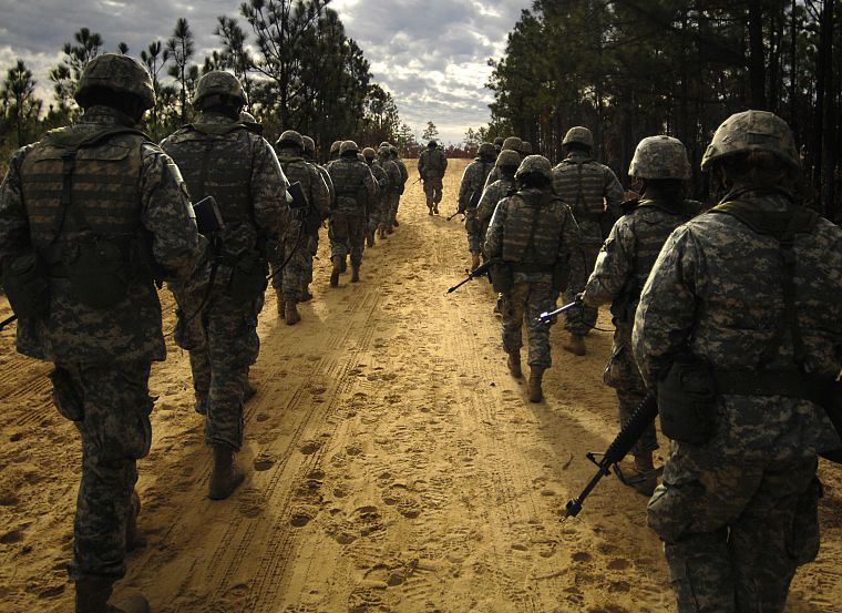солдаты, военный, оружие, Армия США, камуфляж, M16, M16A4 - обои на рабочий стол