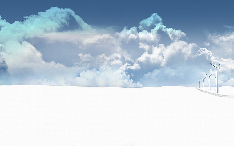 облака, снег, компьютерная графика, ветрогенераторы, небо - обои на рабочий стол