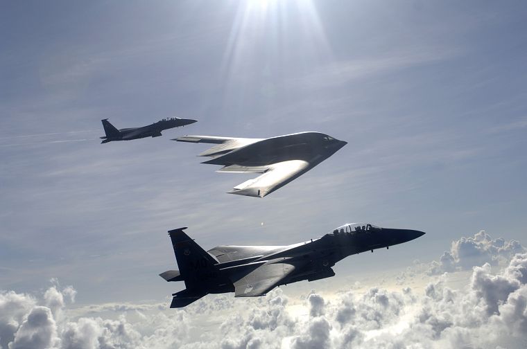 самолет, бомбардировщик, F-15 Eagle, B- 2 Spirit - обои на рабочий стол