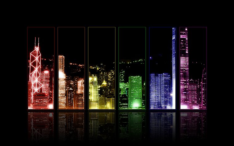 города, здания, Гонконг, радуга, Радуга Город - обои на рабочий стол