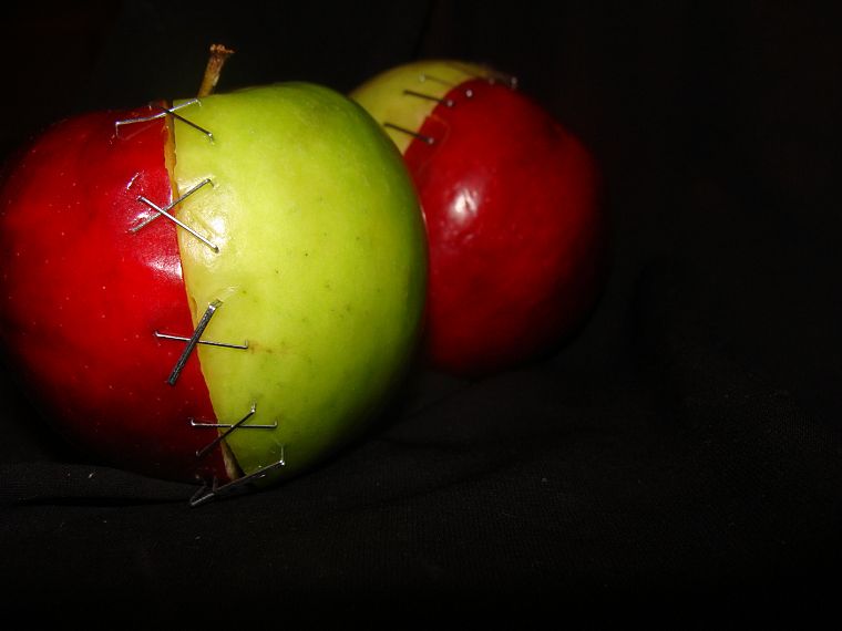яблоки, фотомонтаж - обои на рабочий стол