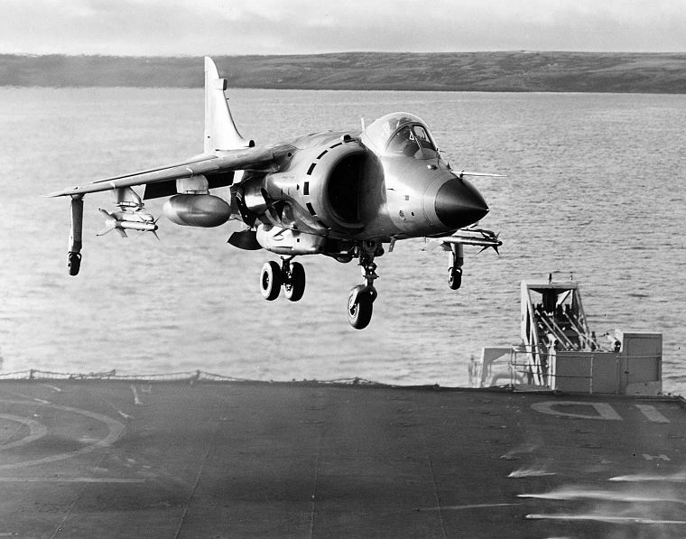 военный, самолеты, оттенки серого, лунь, монохромный, транспортные средства, авианосцы, Sea Harrier, Фолклендские - обои на рабочий стол