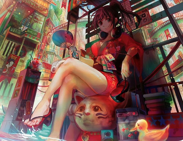 многоцветный, аниме, Fuji Чоко, аниме девушки - обои на рабочий стол