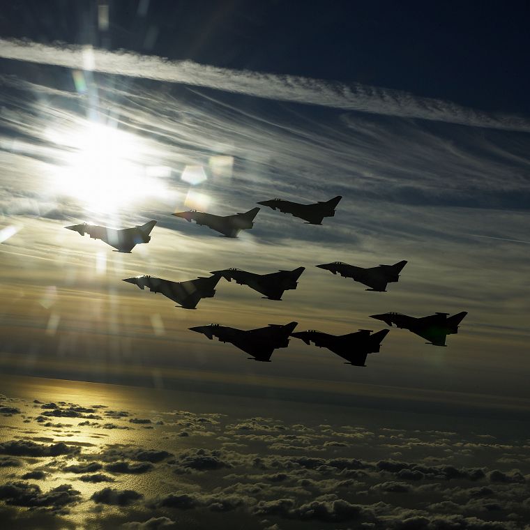 самолет, военный, Eurofighter Typhoon, транспортные средства, реактивный самолет, формирование - обои на рабочий стол